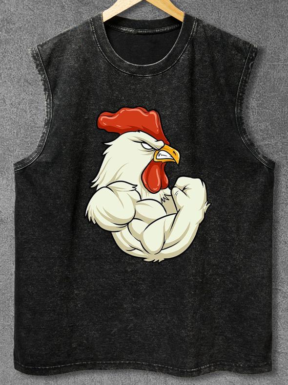ROOSTER at the gym Washed Gym Tank