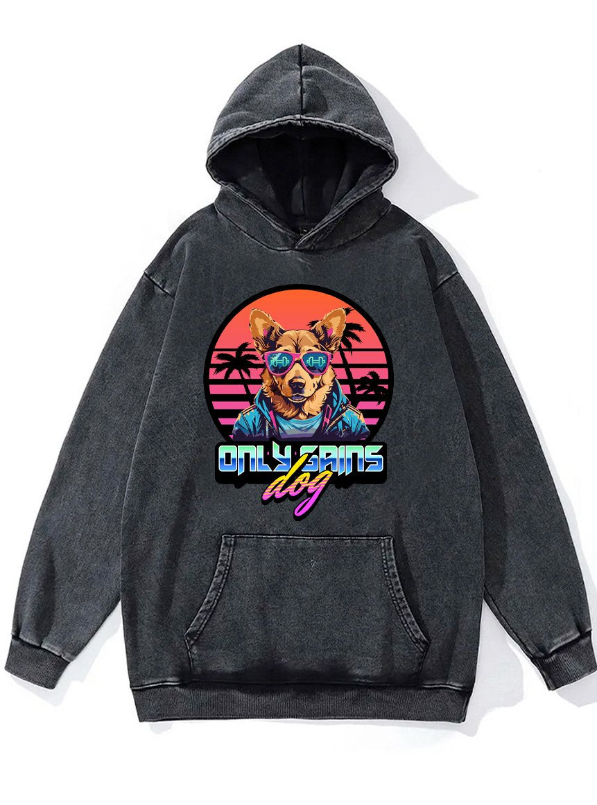 only gains Cyberpunk dog Washed Gym Hoodie