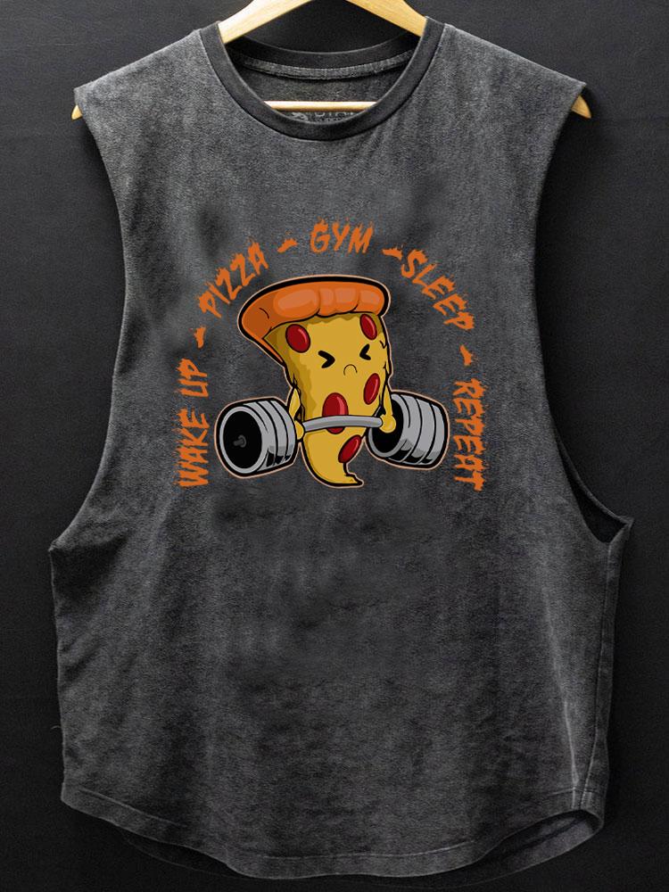 wake up pizza gym sleep repeat SCOOP BOTTOM COTTON TANK