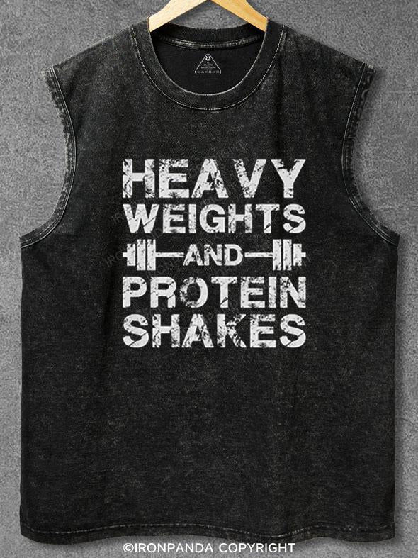 Heavy Weights and Protein Shakes Washed Gym Tank