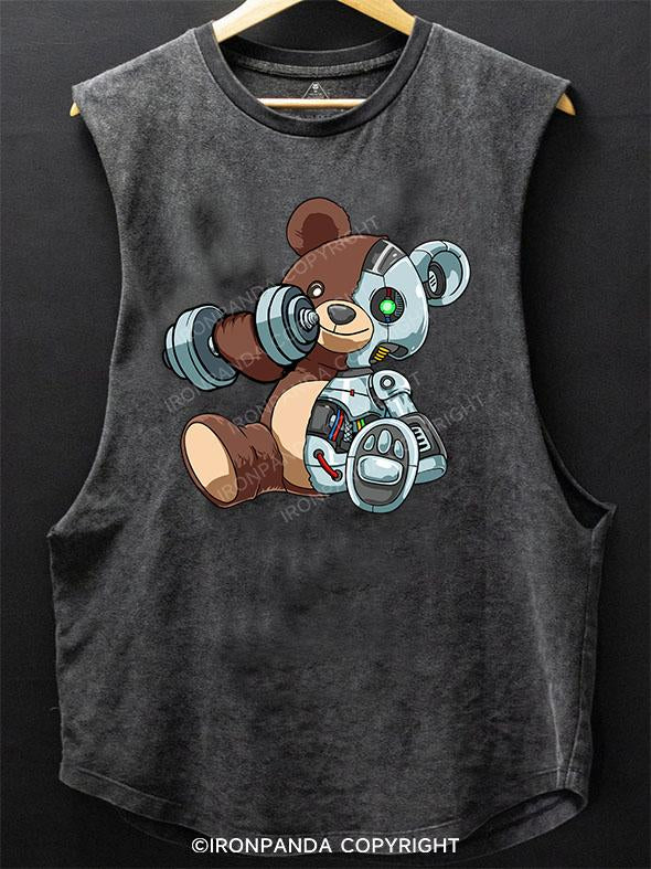 dumbbell weightlifting bear SCOOP BOTTOM COTTON TANK