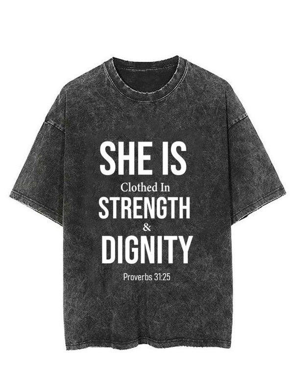 SHE IS CLOTHED IN STRENGTH AND DIGNITY VINTAGE GYM SHIRT