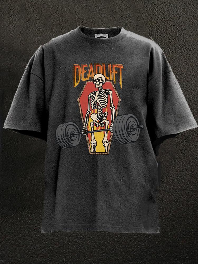 deadlift skeleton Washed Gym Shirt