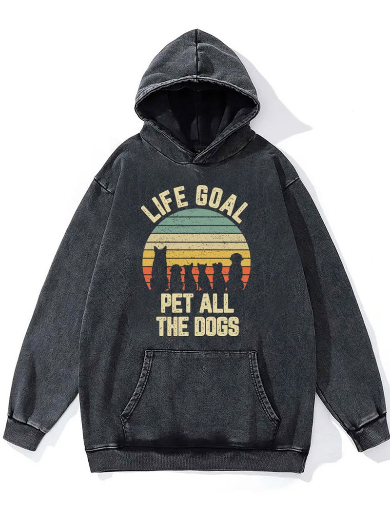 life goal pet all the dogs Washed Gym Hoodie