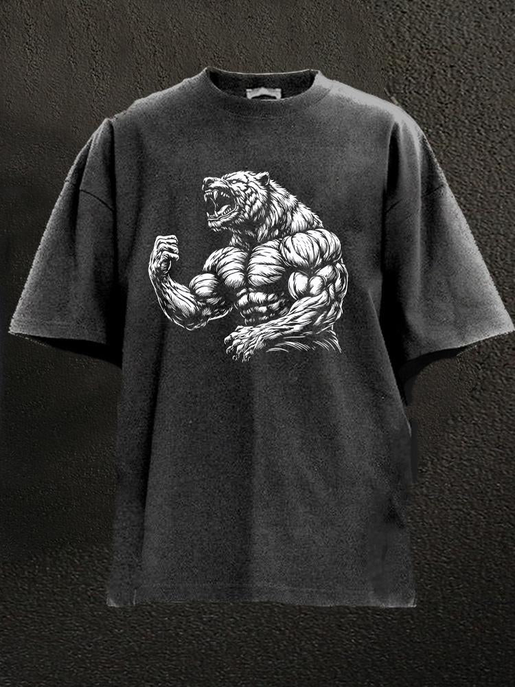 bodybuilder bear Washed Gym Shirt