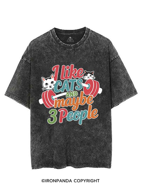 I LIKE CATS AND MAYBE 3 PEOPLE VINTAGE GYM SHIRT