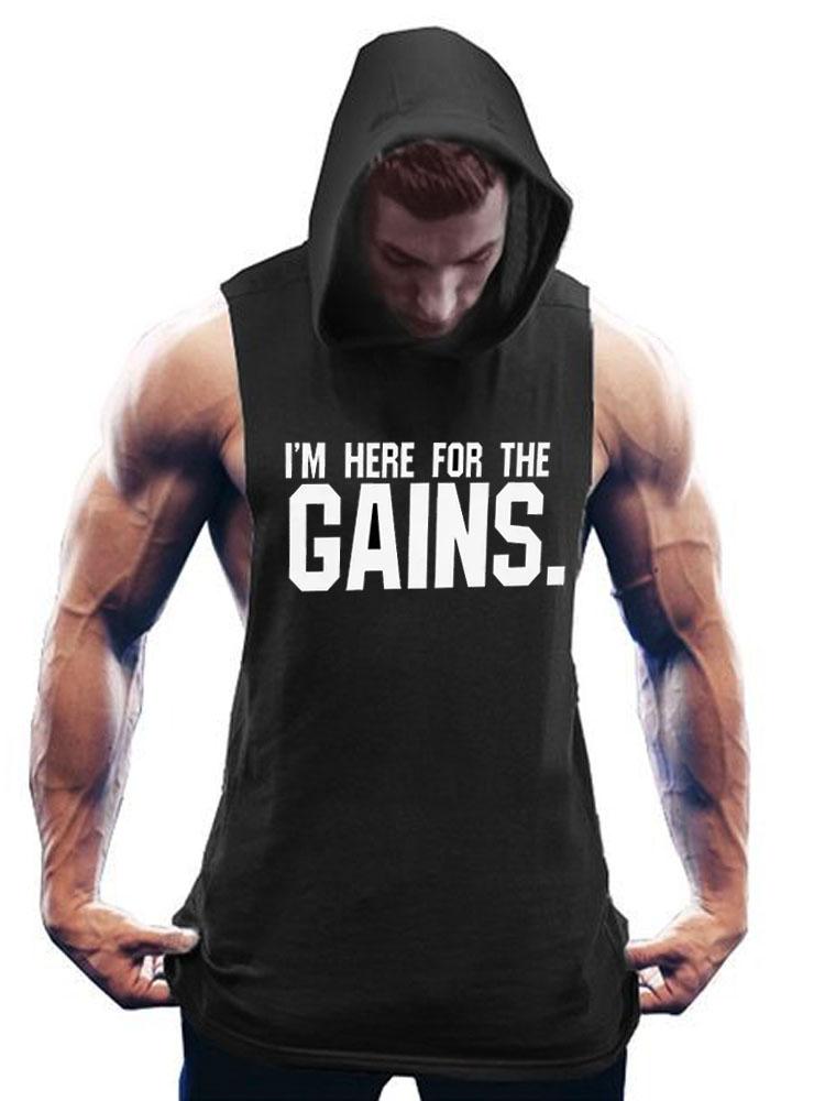 I'm Here for The Gains Hooded Tank