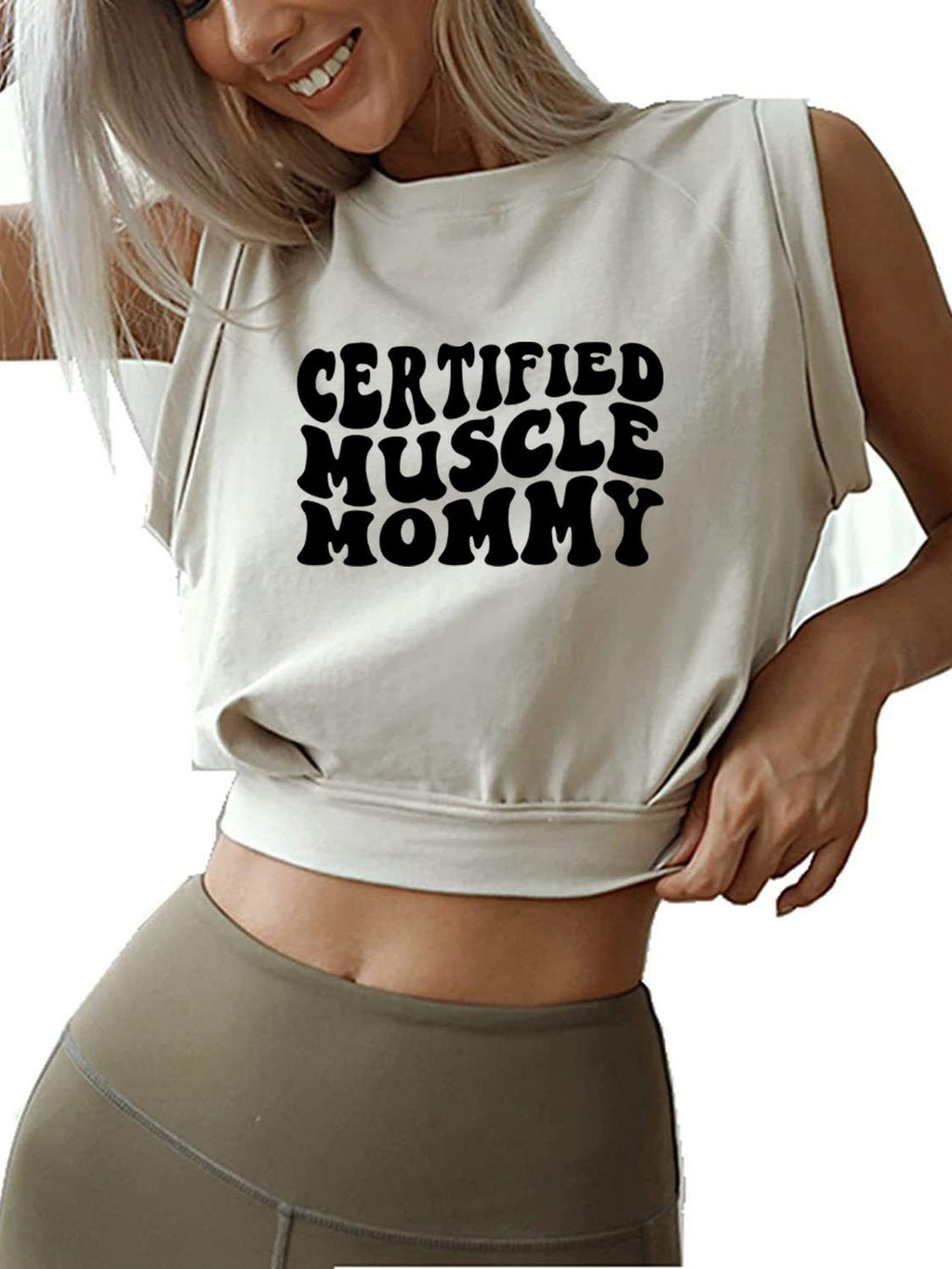 CERTIFIED MUSCLE Mom  SLEEVELESS CROP TOPS