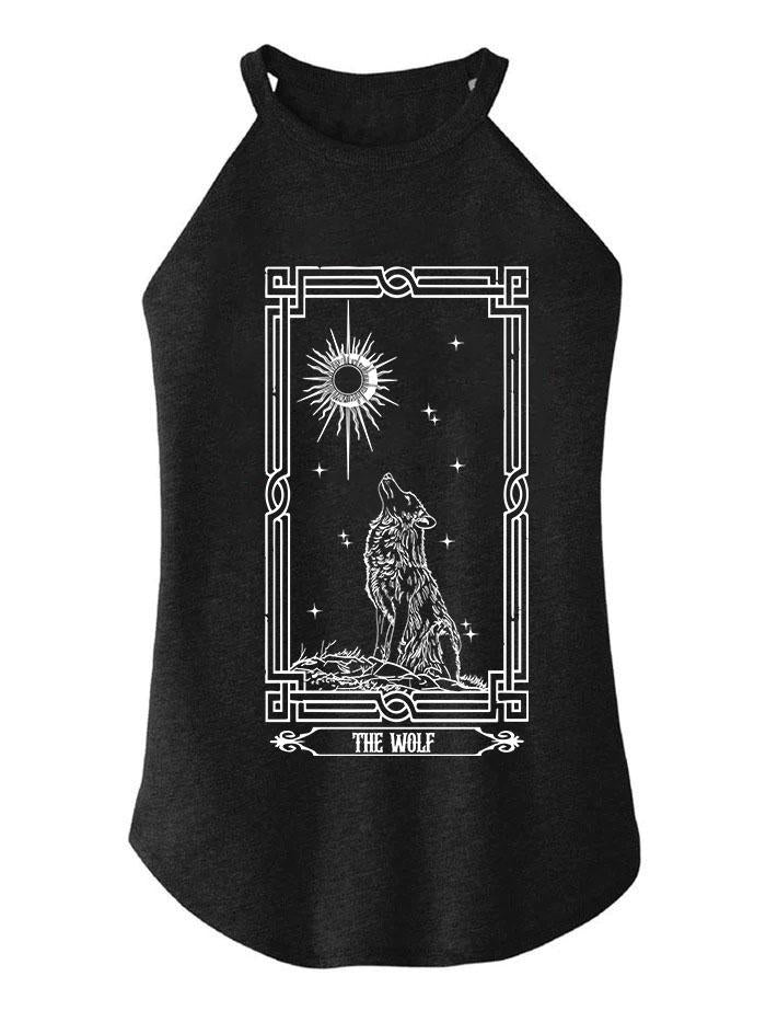The wolf and moon tarot card ROCKER COTTON TANK