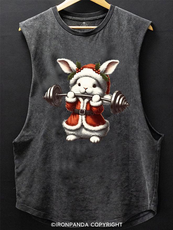 Christmas rabbit weightlifting SCOOP BOTTOM COTTON TANK