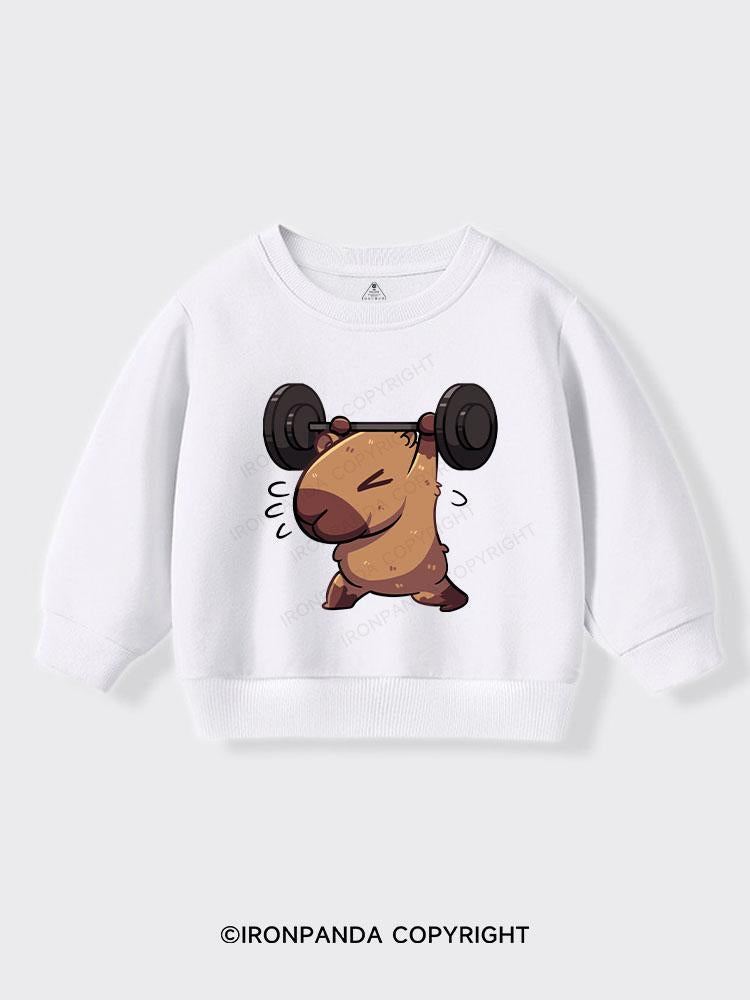 WeightLifting Capybara Kids Sports Sweatshirt