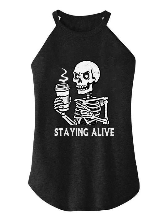 STAYING ALIVE TRI ROCKER COTTON TANK