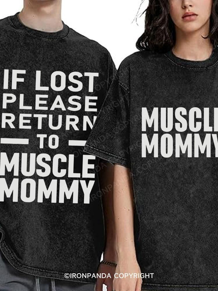 Muscle Mom  Matching Washed Matching Couple Gym Shirt