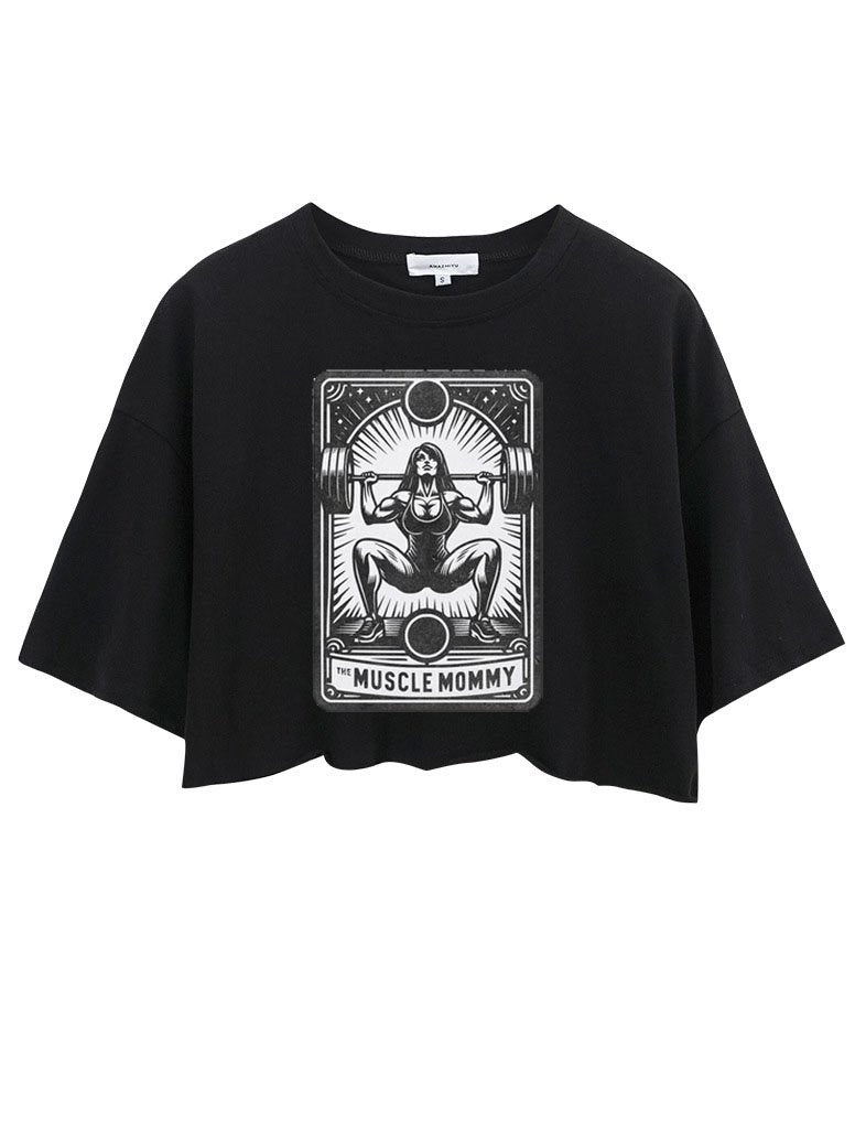 MUSCLE Mom  TAROT CARD CROP TOPS