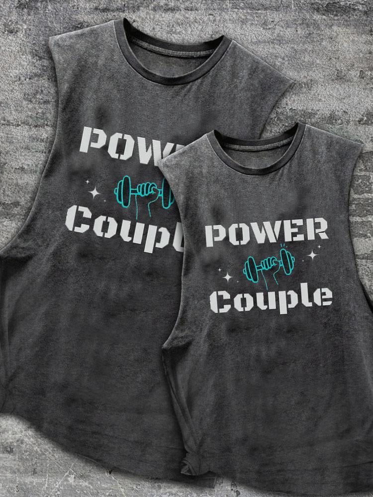 Power Couple Scoop Bottom Cotton Matching Gym Tank
