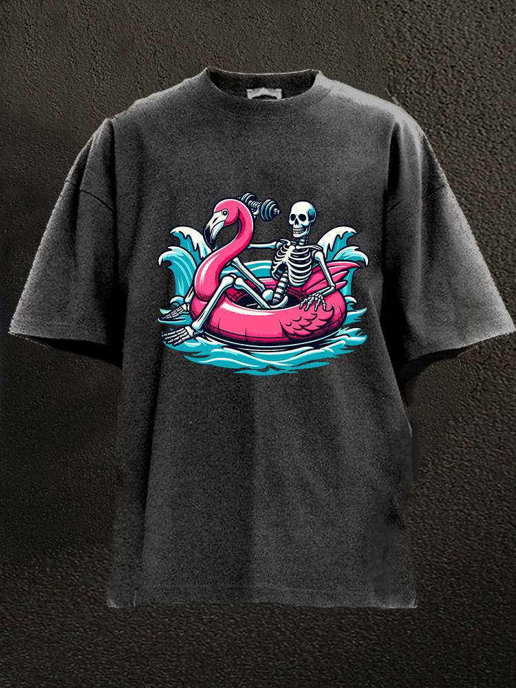 Skeleton Workout Washed Gym Shirt