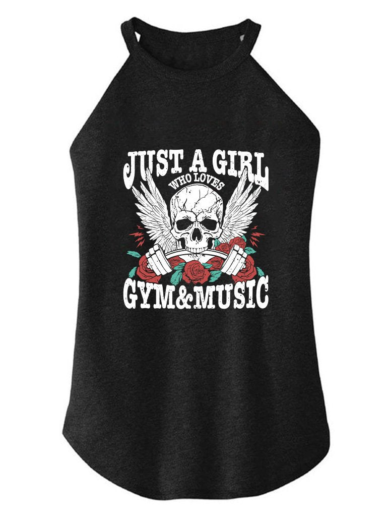 JUST A GIRL WHO LOVES GYM&MUSIC ROCKER COTTON TANK