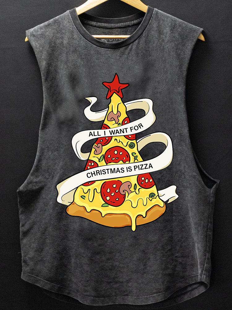 All I want for Christmas is pizza SCOOP BOTTOM COTTON TANK