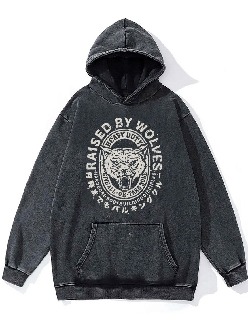 raised by wolves Washed Gym Hoodie