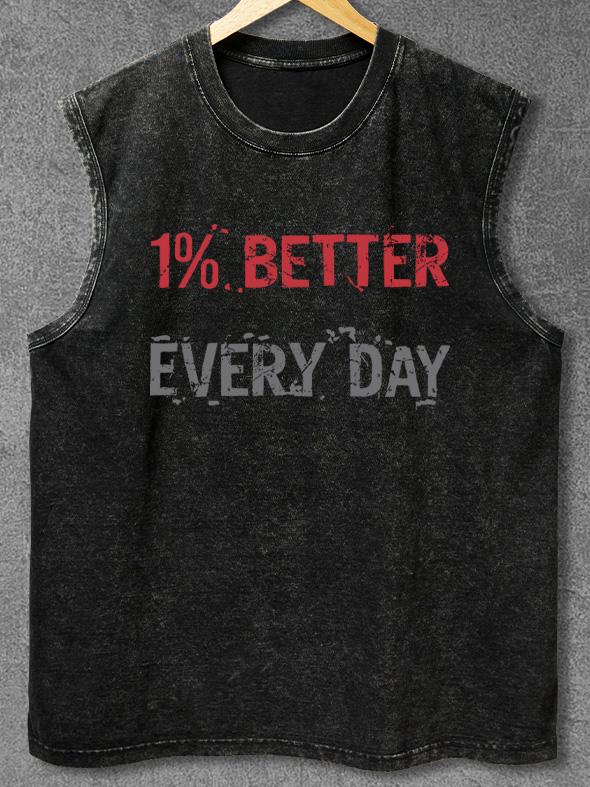 1% better every day Washed Gym Tank