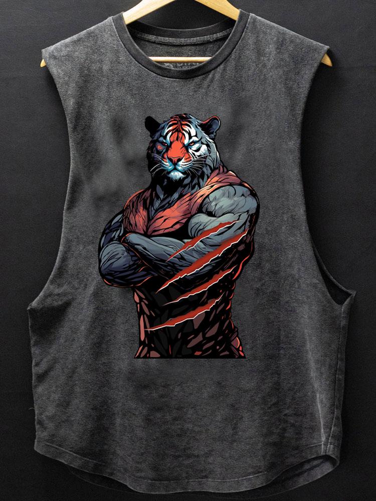 muscle tiger at the gym SCOOP BOTTOM COTTON TANK