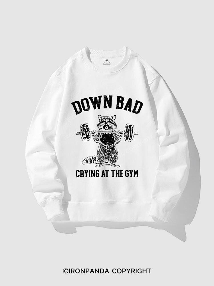 Down Bad Crying At The Gym Racoon CREWNECK Sweatshirt