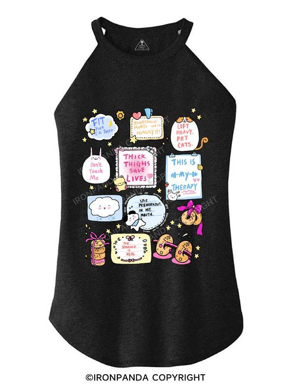 FITNESS THERAPY NOTES TRI ROCKER COTTON TANK