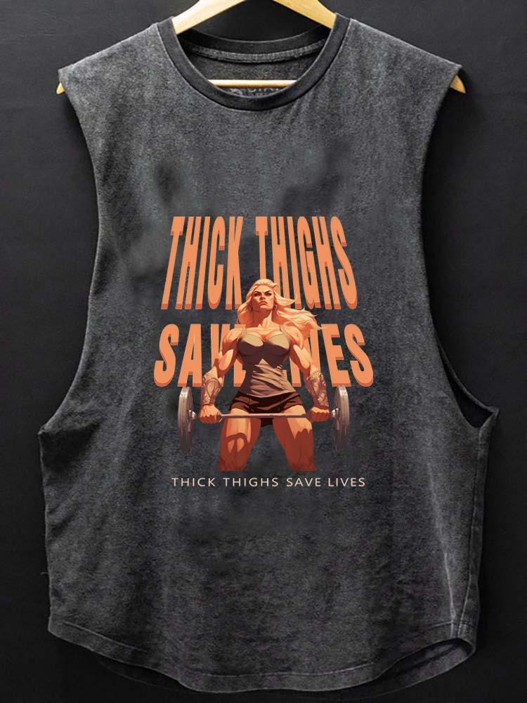 THICK THIGHS SAVE LIVES SCOOP BOTTOM COTTON TANK