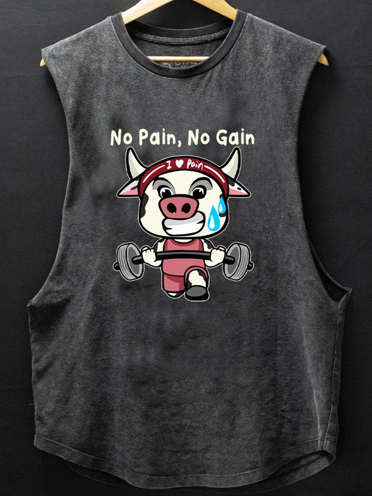 no pain no gain weightlifting cow BOTTOM COTTON TANK