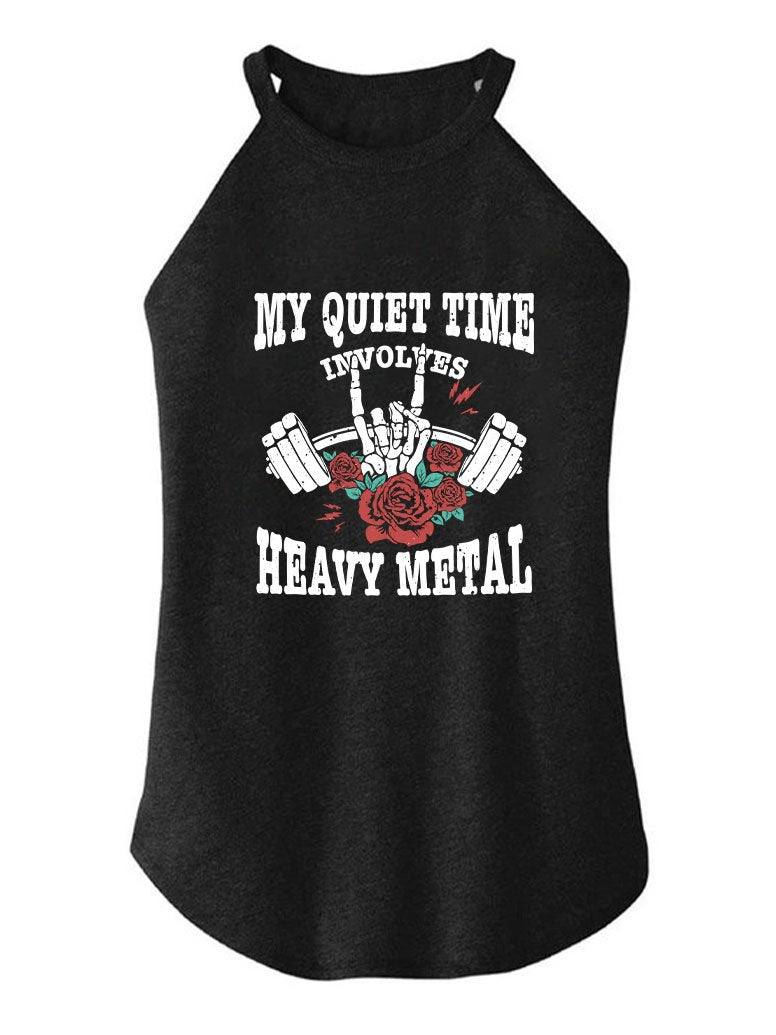 MY QUIET TIME INVOLVES HEAVY METAL ROCKER COTTON TANK