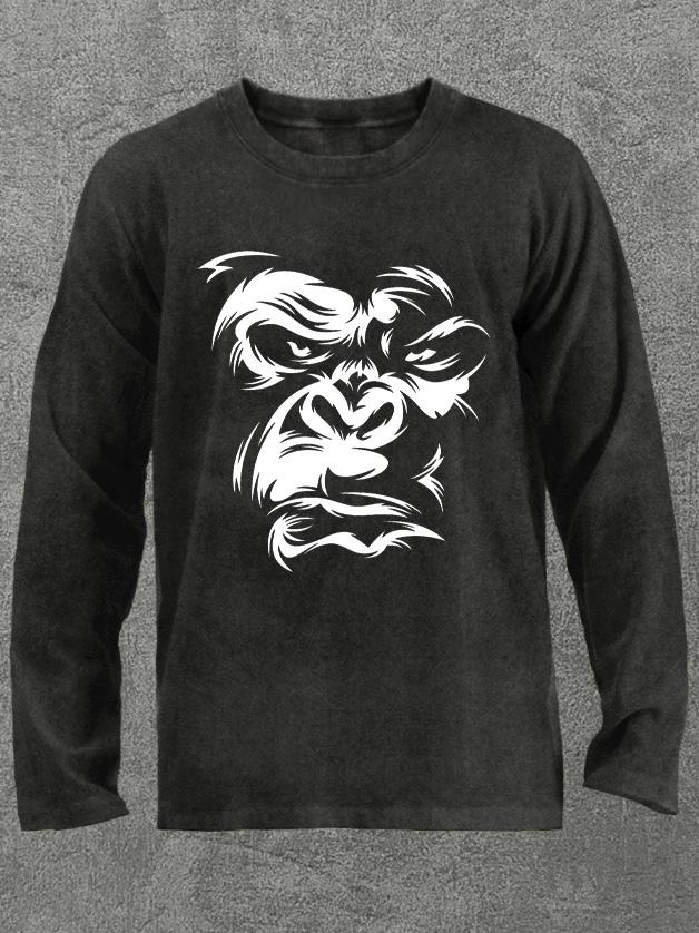 gorilla face Washed Gym Long Sleeve Shirt