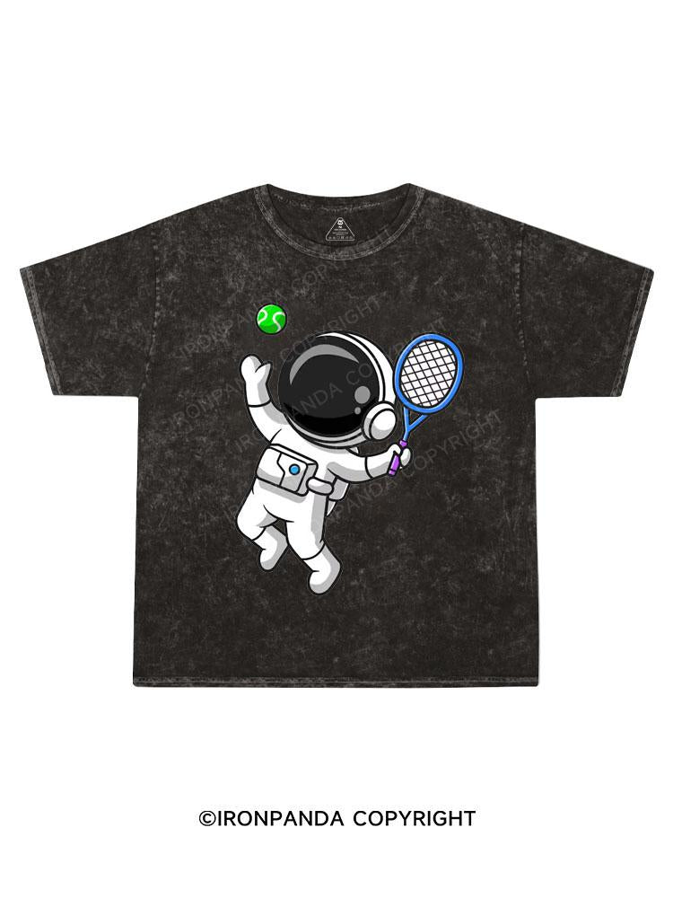 Cute Astronaut Playing Tennis Ball Kids Washed T-Shirt