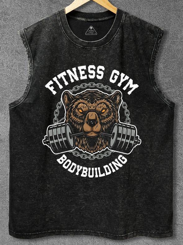 Bodybuilding Bear Washed Gym Tank