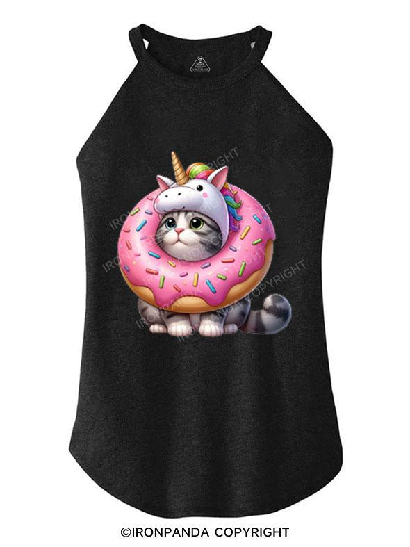 DONUT CAT, UNICORN HAT TRI ROCKER COTTON TANK