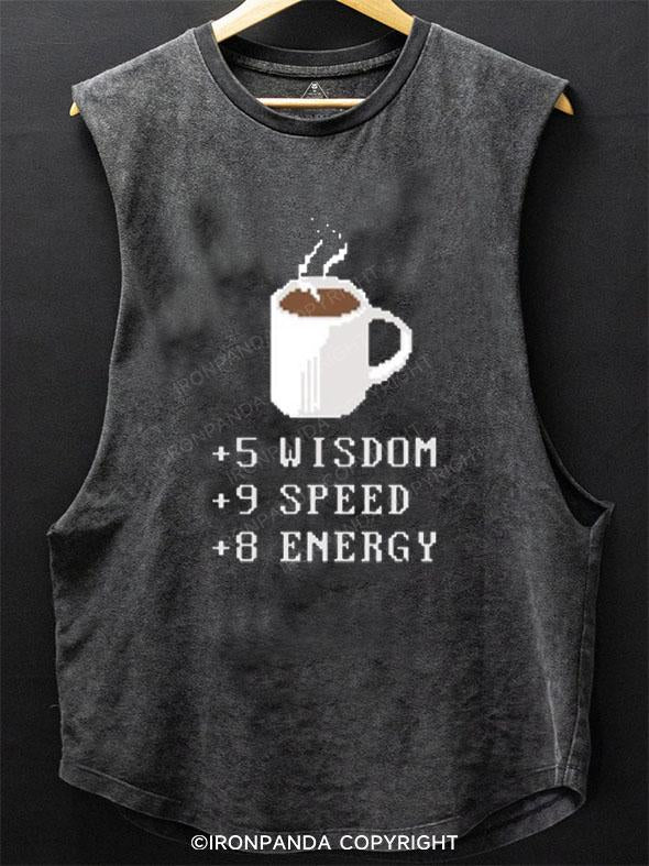DRINKING COFFEE +8 ENERGY SCOOP BOTTOM COTTON TANK