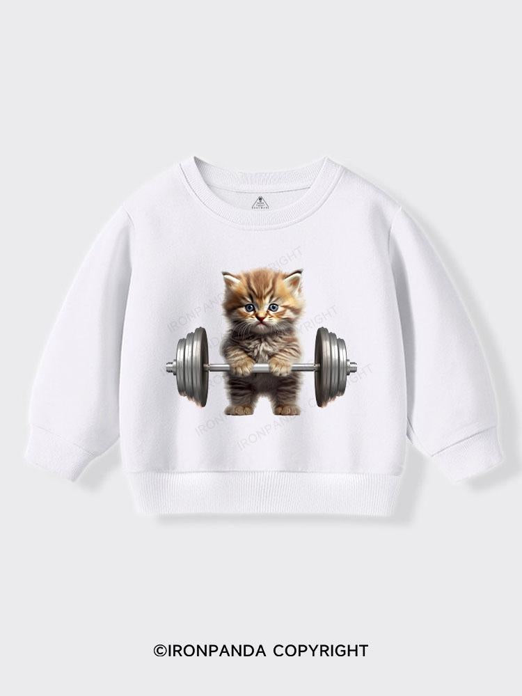 Weightlifting Cat Kids Sports Sweatshirt