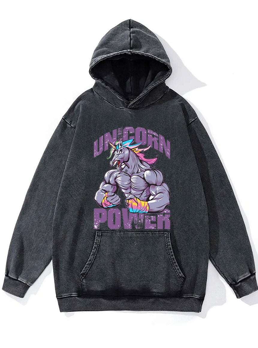unicorn power Washed Gym Hoodie