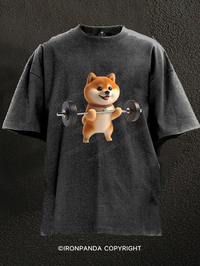shiba Weightlifting Washed Gym Shirt