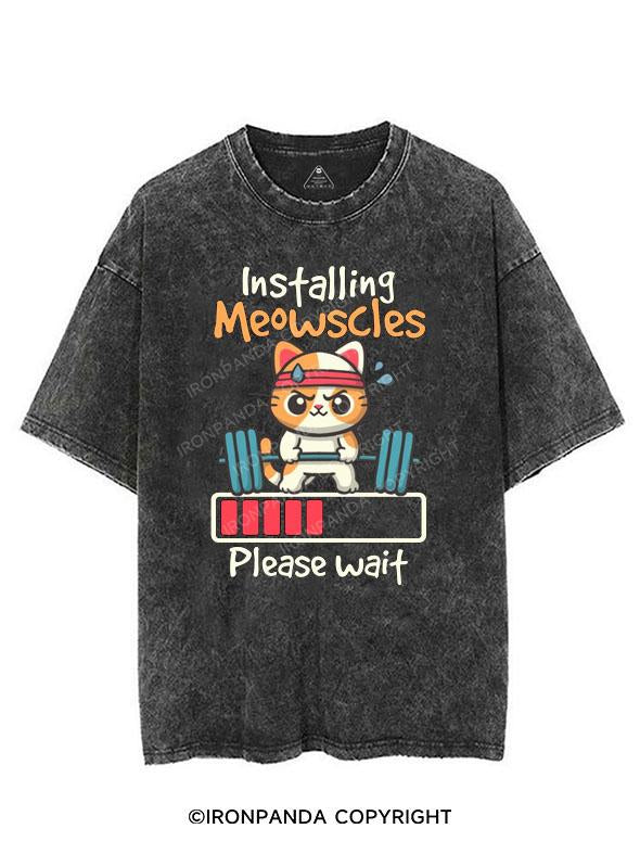 INSTALLING MEOWSCLES PLEASE WAIT VINTAGE GYM SHIRT
