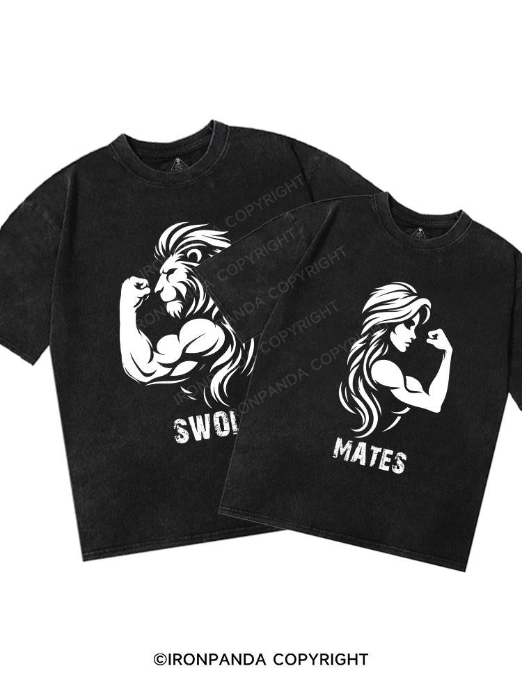 Swole Mates Washed Matching Couple Gym Shirt