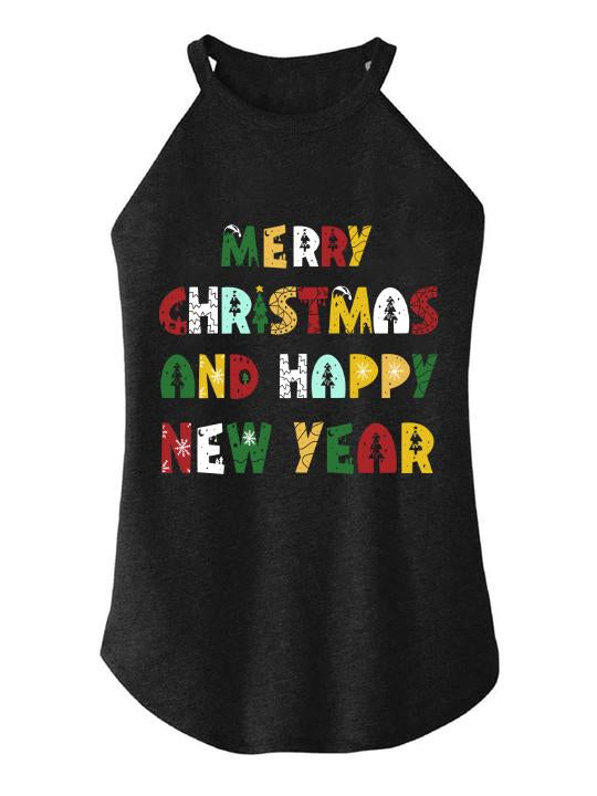 Merry Chrismas and Happy New Year TRI ROCKER COTTON TANK