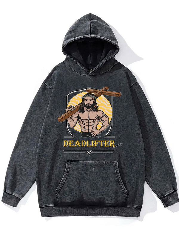 Jesus Deadlifter Washed Gym Hoodie