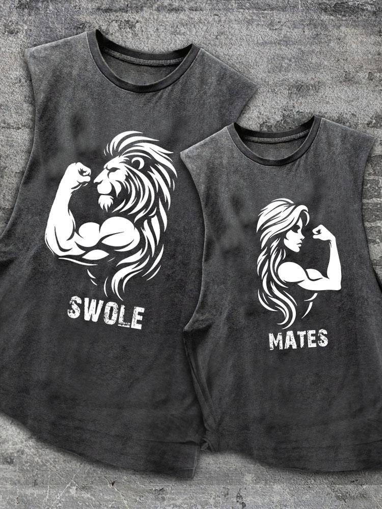 Swole Mates Scoop Bottom Cotton Matching Gym Tank