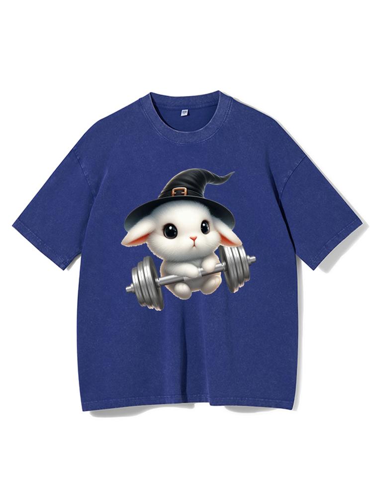 WITCH RABBIT LIFTING Washed Gym Shirt