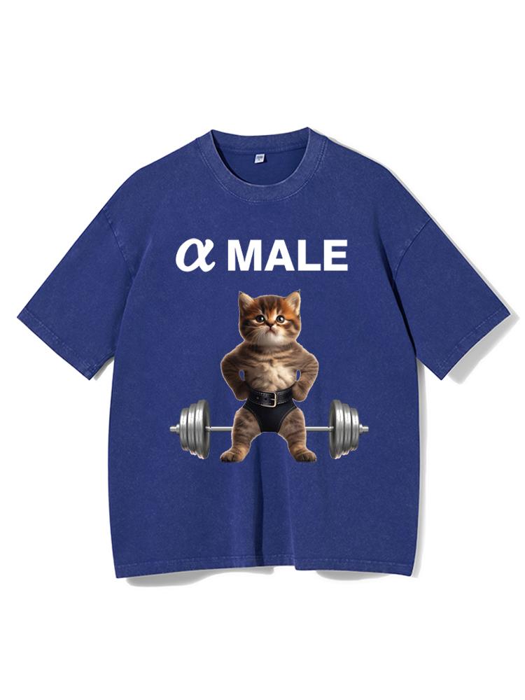 Alpha Male Cat Washed Gym Shirt