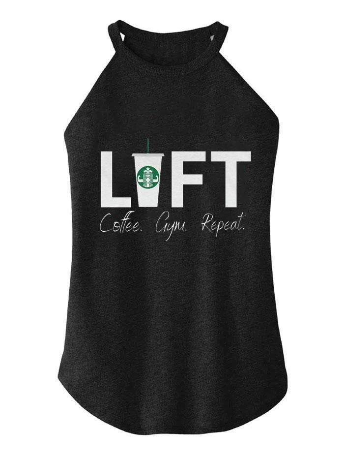 Coffee Gym Repeat TRI ROCKER COTTON TANK