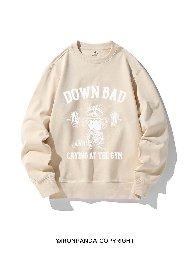 Down Bad Crying At The Gym Racoon CREWNECK Sweatshirt