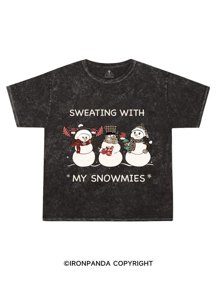 SWEATING WITH MY SNOWMIES Kids Washed T-Shirt
