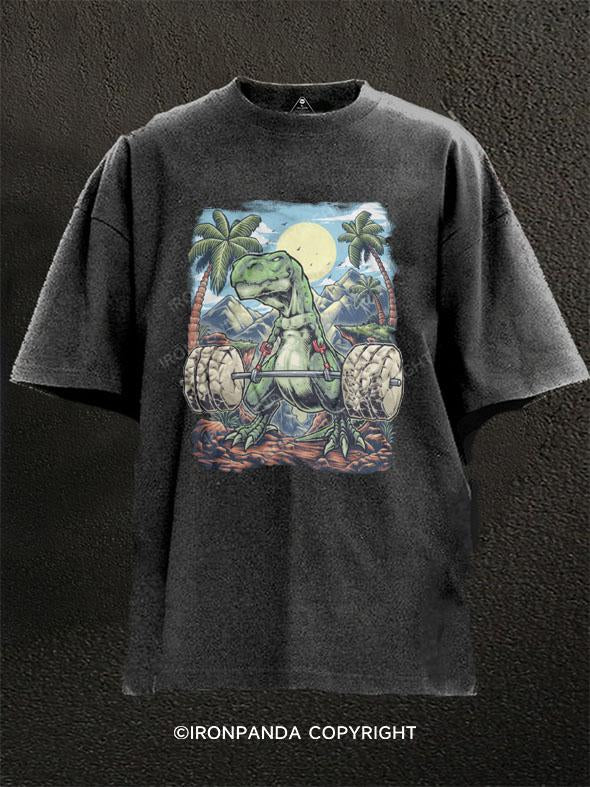 Deadlifting T-rex Washed Gym Shirt