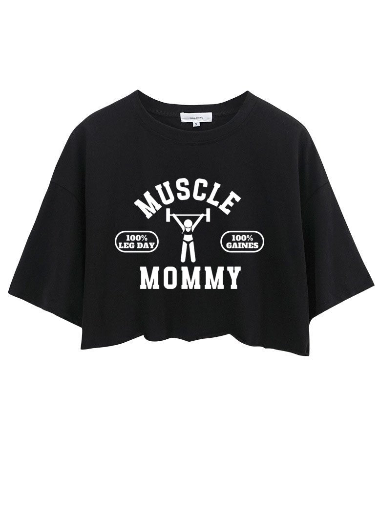 MUSCLE Mom  LEG DAY WEIGHTLIFTING CROP TOPS